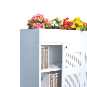 Planter acoustic sliding door cabinet